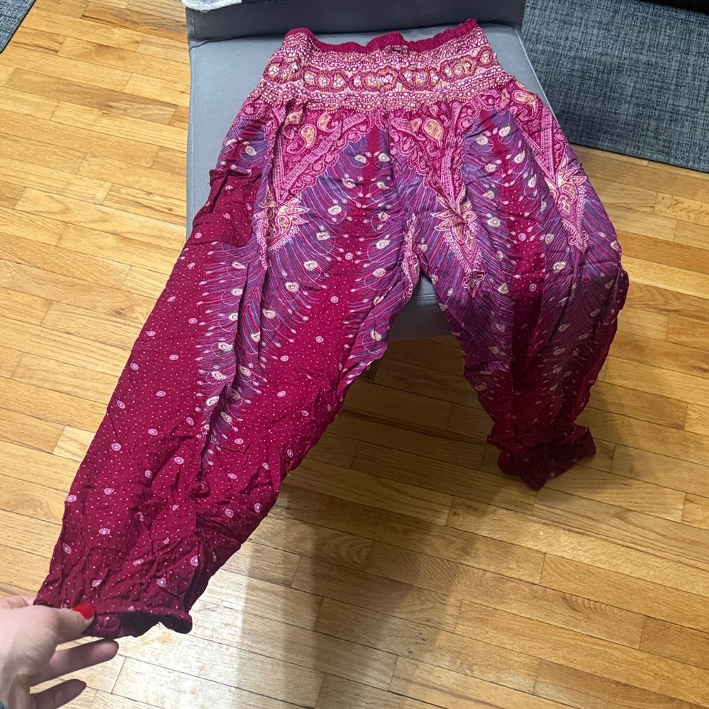 Bohemian Red and Purple Harem Pants